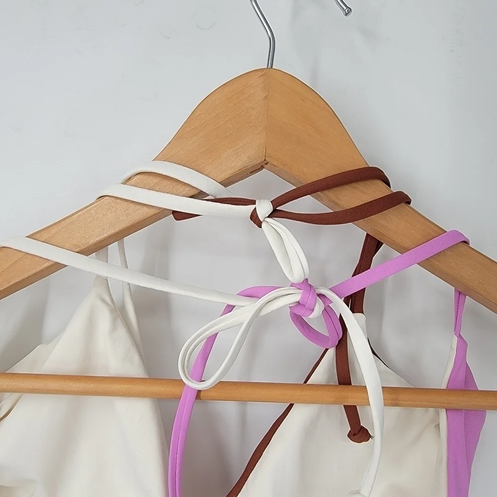 L*Space Sea Glass Top Women's XL New Neutral Minimal Nudes Bikini Top Minimalist